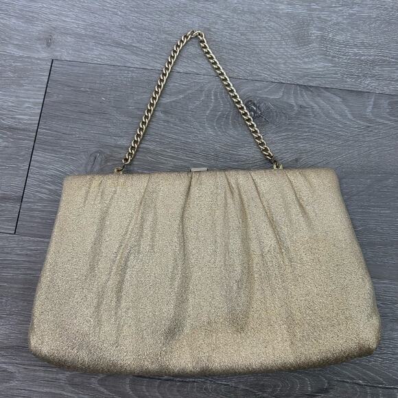 Vintage - formal Clutch- gold- some staining - metallic- chain- purse - Picture 1 of 9